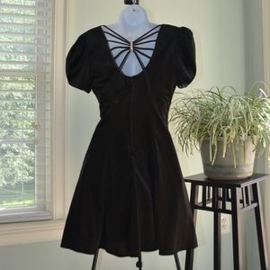 Black Velvet Dress with Rhinestone Detail